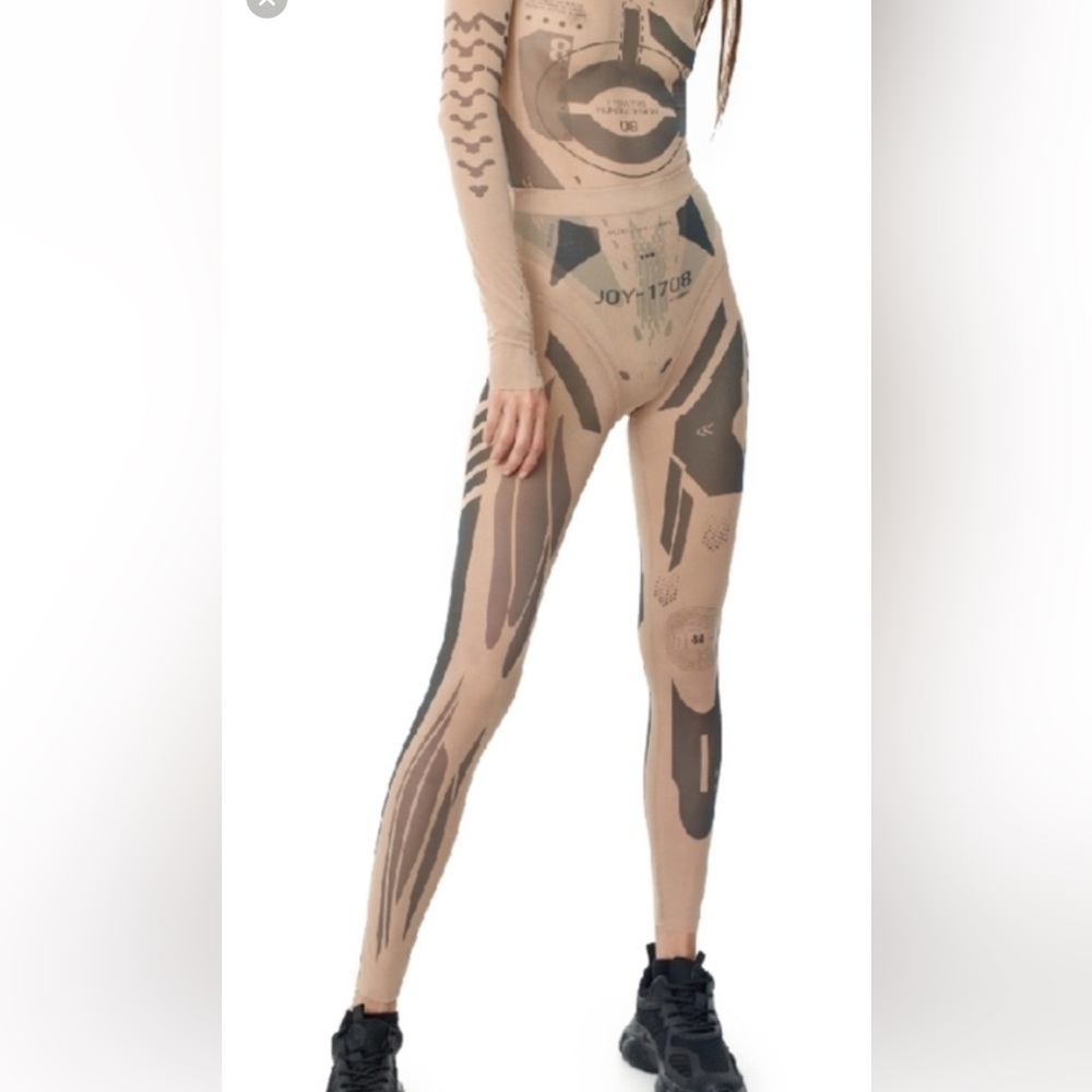 TTSWTRS Mesh Tattoo Leggings Size Large - Nude Futuristic Cyber